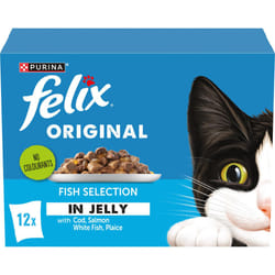 FELIX Original Fish Selection in Jelly Wet Cat Food 12x85g (Pack of 4)