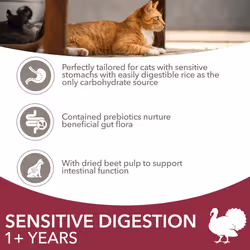 IAMS Sensitive Digestion Complete Dry Cat Food Turkey 10kg - With Prebiotics