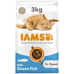 IAMS Complete Dry Cat Food for Adult 1+ Cats with Ocean Fish 3 kg,Packaging may vary