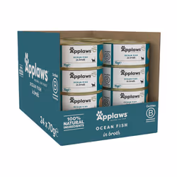 Applaws 100% Natural Wet Cat Food, Ocean Fish In Broth, 70 g Tin (Pack of 24)