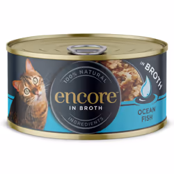 Encore 100% Natural Cat Food, Ocean Fish In Broth Tin 70 g (Pack of 16)
