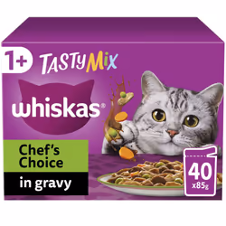 whiskas Tasty Mix 1+Chef?s Choice in Gravy 40x85g Pouches, Adult Cat Food