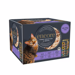 Encore 100 percent Natural Adult Wet Cat Food, Chicken and Fish Selection Bulk Pack in Broth 70 g Tins (Total of 48 Tins)
