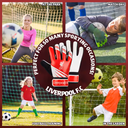 Liverpool F.C. Goalkeeper Gloves for Kids Teenagers - Non Slip Padded Palms Size 5 or 7 - Liverpool Gifts for Boys (Size 5)