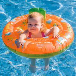 Zoggs Unisex Child Zoggy Baby Inflatable Swim Seat Trainer Seat - Orange/Green, 0-12 months/0-11 kg