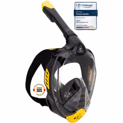 CRESSI Bali Full Face Mask Black/Yellow L/XL - Unisex Integral Snorkel Mask, Anti Fog Clear Lens, 100% Silicone, Dry Snorkel ...