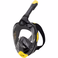 CRESSI Bali Full Face Mask Black/Yellow L/XL - Unisex Integral Snorkel Mask, Anti Fog Clear Lens, 100% Silicone, Dry Snorkel with Float Valve, Action