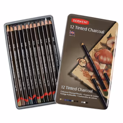 1 X Derwent Tinted Charcoal Pencils Tin (Set of 12)