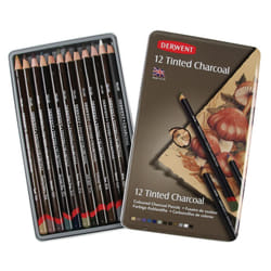 1 X Derwent Tinted Charcoal Pencils Tin (Set of 12)