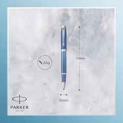 Parker IM Writing Rituals Rollerball Pen | Peaceful Blue Finish with Gradient & Chrome Trims | Fine Point | Black Ink | Gift Box