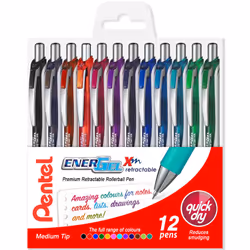 Pentel EnerGel XM BL77 - Retractable Liquid Gel Ink Pen - 0.7mm - 54% Recycled - Pack of 12 in Wallet