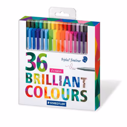 STAEDTLER 334 C36JB 0.3 mm Triplus Fineliner Pens, Adult Colouring Packaging, Assorted Colours, Pack of 36