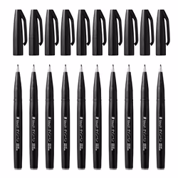 Pentel Brush Sign Pen Black - Pack of 10