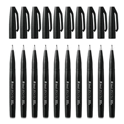 Pentel Brush Sign Pen Black - Pack of 10