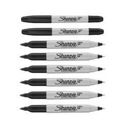 Sharpie Twin Tip Permanent Marker Pens - Black Ink - Pack of 8 - Fine & Ultra Fine Tips