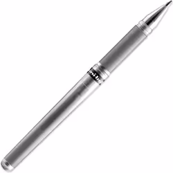 Uni Ball Silver Signo Pen Broad Metallic Gel Ink Rollerball Metal 1mm Tip Nib 0.65mm Line Width With Rubber Grip UM-153 (Pack Of 6)