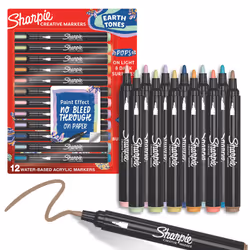 Sharpie Creative Marker Acrylic Paint Pens | Earth Tones | Water-Based Paint Markers | No-Bleed Ink Writes on Most Surfaces | ...