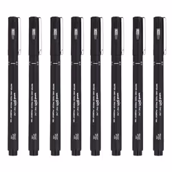 Uni Pin Fineliner Drawing Pens - Black Ink - 0.1mm Nib (8)