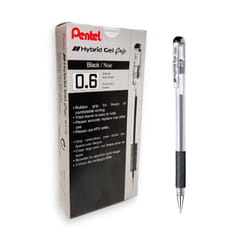 Pentel Hybrid Gel Grip Rollerball Pen 0.6mm Tip 0.3mm Line Black Ref K116-AE [Pack of 12]