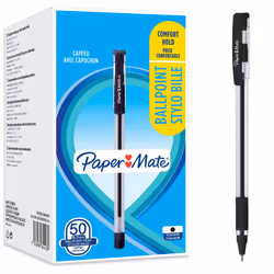 Paper Mate Ballpoint Pens, Comfort Grip, 50 Count, Black, Fine Point (0.7 mm)