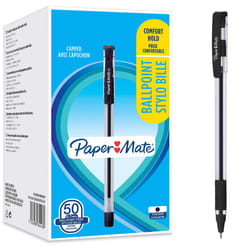 Paper Mate Ballpoint Pens, Comfort Grip, 50 Count, Black, Fine Point (0.7 mm)