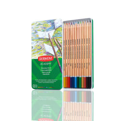 Derwent Academy Watercolour Pencils, Set of 12 in Tin, Blendable Multicolour Artist?s Pencils, Ideal for Wet or Dry Colouring, Drawing & Illustration,