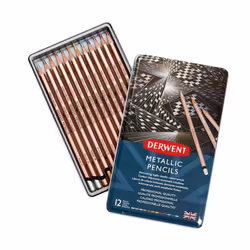 Derwent Metallic Colouring Pencils, Drawing & Writing, Set of 12, Professional Quality, 2305599