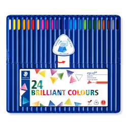 STAEDTLER 157 SB24 Ergosoft Triangular Colouring Pencils - Assorted Colours (Pack of 24 Pencils)