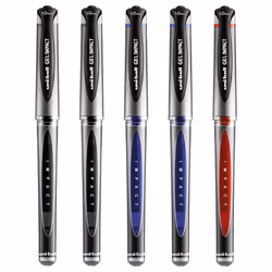 uni-ball Gel Impact Rollerball Pen Ball Point Pens - Broad 1mm Nib - Black, Blue and Red - Pack of 5