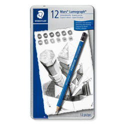 STAEDTLER 100 G12 Mars Lumograph Graphite Pencils For Drawing & Sketching - Assorted Degrees, 6B-4H (Tin Of 12 Pencils)