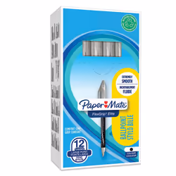Paper Mate Flexgrip Elite Ballpoint Pens | Large Point (1.4mm) | Black | Retractable | 12 Count