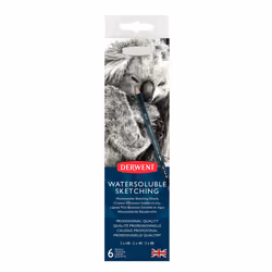 Derwent 0700837 Watersoluble Sketching Pencils, Drawing & Writing, Set Of 6, Includes 3 Degrees (HB, 4B, 8B) & Pencil Sharpen ...