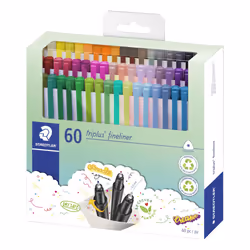 STAEDTLER 334 C60 Triplus Fineliner Superfine Pen, 0.3mm Line Width - Assorted Colours (Pack of 60)
