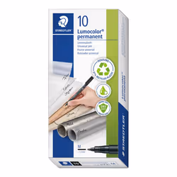 STAEDTLER 317-9 Lumocolor Permanent Pen, Medium Line Width, 1.0mm - Black (Box of 10)