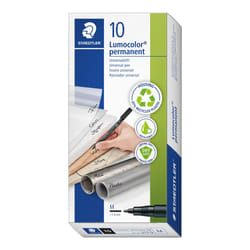 STAEDTLER 317-9 Lumocolor Permanent Pen, Medium Line Width, 1.0mm - Black (Box of 10)
