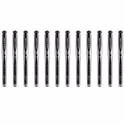 Uni Ball Black Capped (UM-153S) Gel Impact Rollerball Pen Ball Point Pens Broad 1mm Tip Nib 0.6mm Line Width Ink (Pack Of 12)