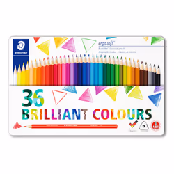STAEDTLER 157 M36 Ergosoft Triangular Colouring Pencils - Assorted Colours (Tin of 36 Pencils)