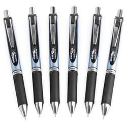 Pentel Energel BLN75 Retractable Gel Ink Rollerball Pen - 0.5mm - 54% Recycled (Black Pack of 6)