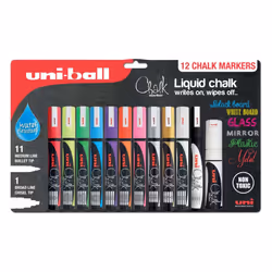 uni-ball Liquid Chalk Pens. Multi-Purpose Wipeable and Erasable Coloured Markers for Blackboards Chalkboards Whiteboards Glas ...