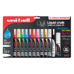 uni-ball Liquid Chalk Pens. Multi-Purpose Wipeable and Erasable Coloured Markers for Blackboards Chalkboards Whiteboards Glass Mirrors Plastic Windows
