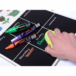 uni-ball Liquid Chalk Pens. Multi-Purpose Wipeable and Erasable Coloured Markers for Blackboards Chalkboards Whiteboards Glass Mirrors Plastic Windows