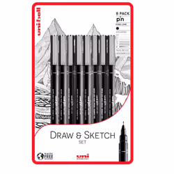 uni-ball PIN Fineliners, Black Fine Tipped Writing Pens, Water and Fade-Resistant Ink, Ideal for Architects, Sketching, Scrap ...