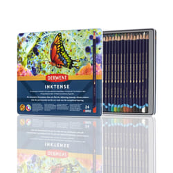 Derwent Inktense Permanent Watercolour Pencils, Set of 24 in a Tin, 4mm Premium Core, Water-Soluble, Ideal for Colouring, Painting and Crafting,