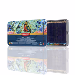 Derwent Inktense Permanent Watercolour Pencils, Set of 36 in a Tin, 4mm Premium Core, Water-Soluble, Ideal for Colouring, Pai ...
