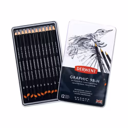 Derwent Graphic Soft Graphite Drawing Pencils, Ideal For Illustrating & Shading, Set Of 12, Professional Quality, 34215