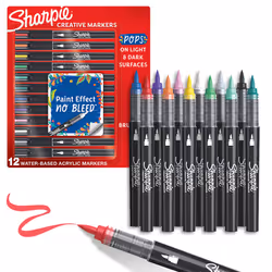 Sharpie Creative Marker Acrylic Paint Pens | Brush-Tip, Water-Based Paint Markers | No-Bleed Ink Writes on Most Surfaces | Sc ...