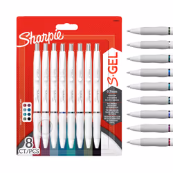 Sharpie S-Gel | Gel Pens for Writing | Medium Point (0.7mm) | Assorted Ink Colours | White Pearl Barrels | 8 Count