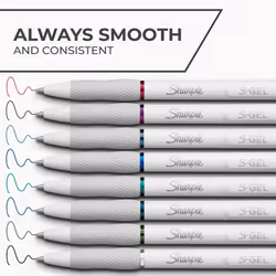 Sharpie S-Gel | Gel Pens for Writing | Medium Point (0.7mm) | Assorted Ink Colours | White Pearl Barrels | 8 Count