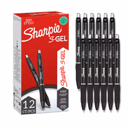 Sharpie S-Gel | Gel Pens | Medium Point (0.7mm) | Black Ink | 12 Count