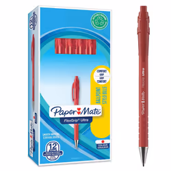 Paper Mate Flexgrip Ultra Retractable Ballpoint Pens | Medium Point (1.0mm) | Red | 12 Count